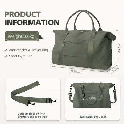 Travel Duffle Bag, Waterproof Weekender Bag Carry On Tote Bags for Women, Travel Essentials Sport Gym Bag for Men, Hospital Bag for Labor and Delivery, Overnight Bag Luggage Bag with Trolley Sleeve 06 Dark Green My Store