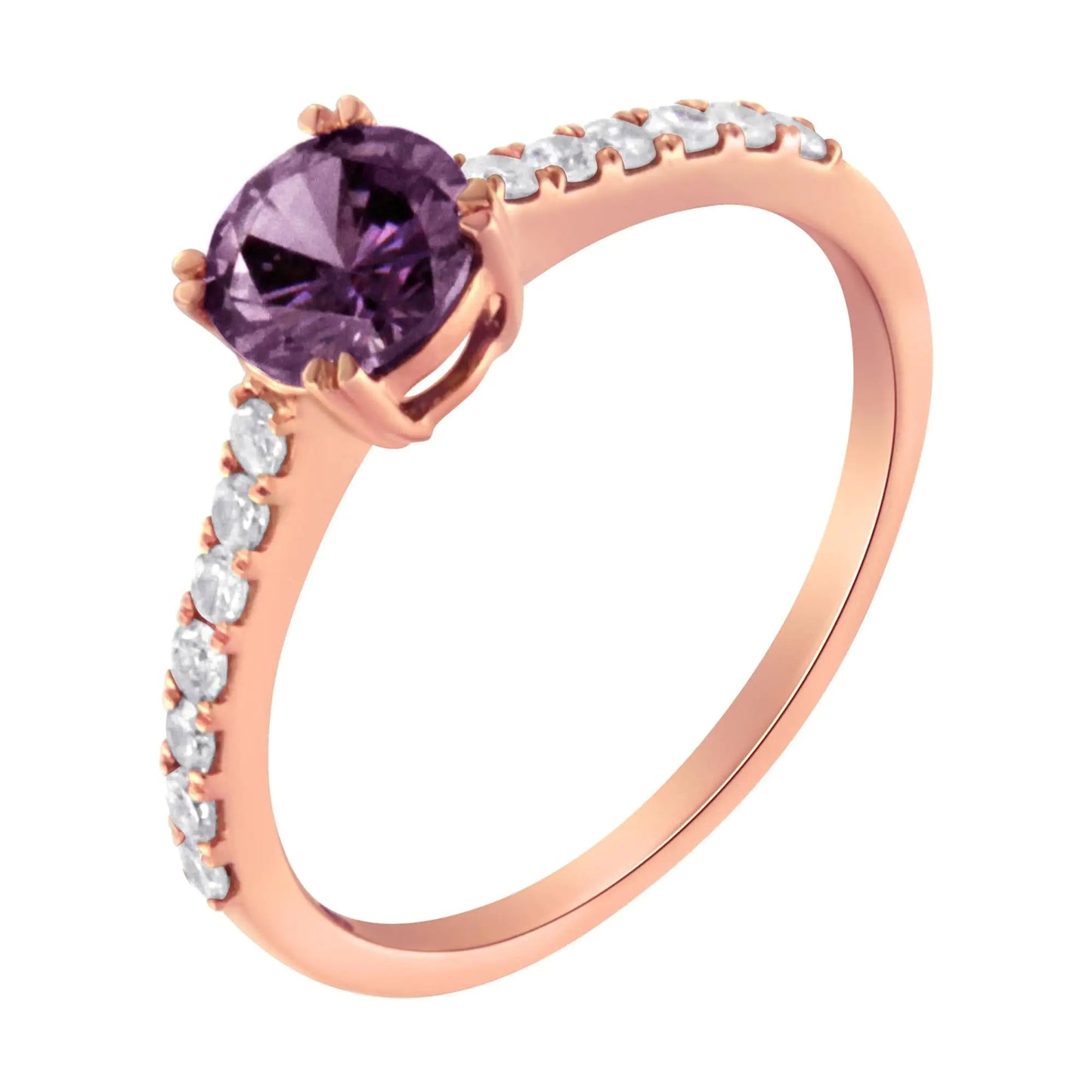 10K Roségold 1/4 Karat Diamant und 6MM Edelstein Halo Ring (H-I Farbe, I1-I2 Reinheit) WEM Support (www.WEM.support)