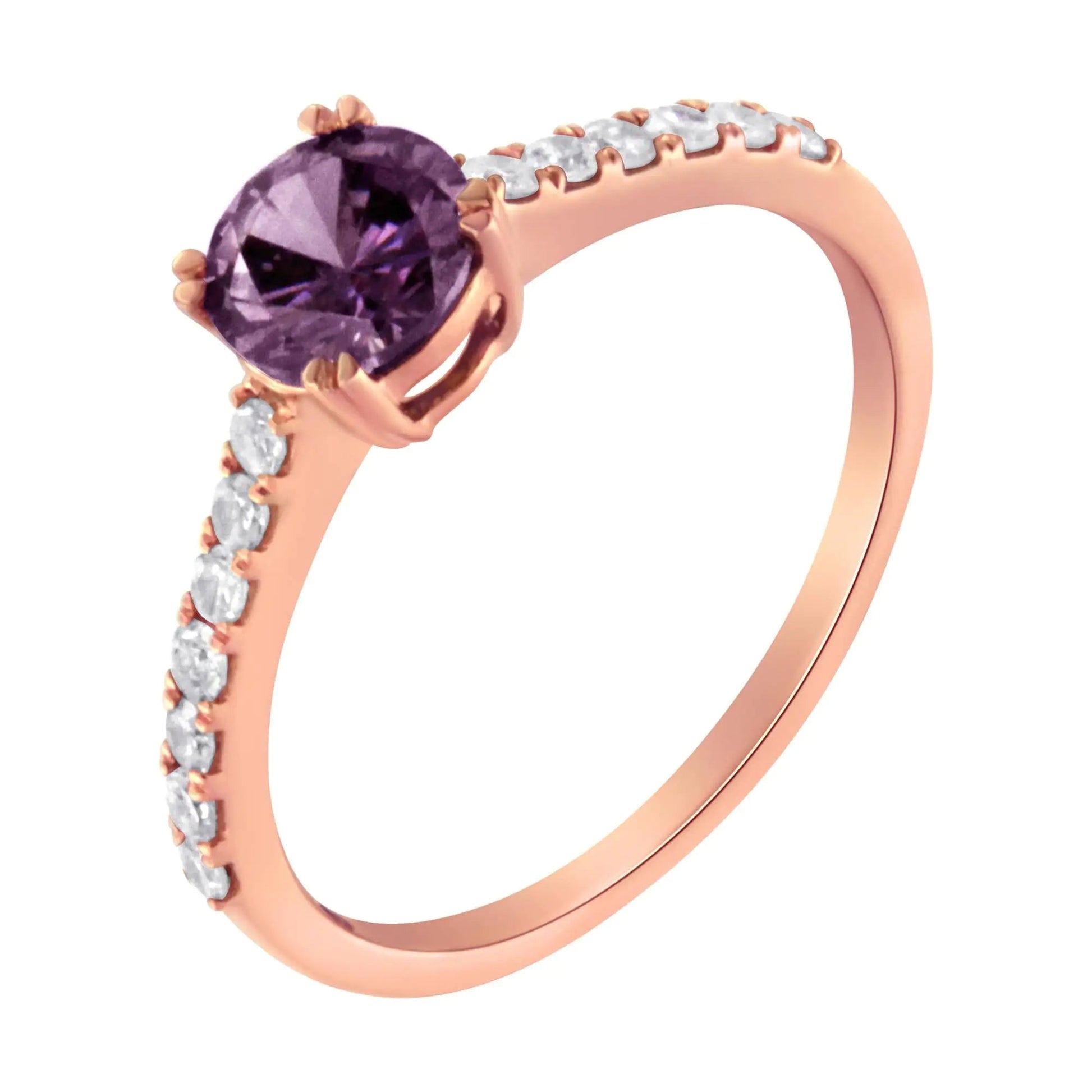 10K Roségold 1/4 Karat Diamant und 6MM Edelstein Halo Ring (H-I Farbe, I1-I2 Reinheit) WEM Support (www.WEM.support)