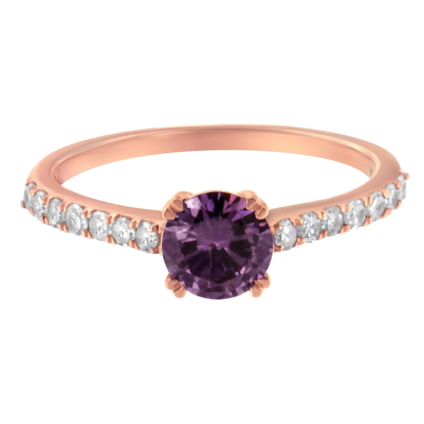10K Roségold 1/4 Karat Diamant und 6MM Edelstein Halo Ring (H-I Farbe, I1-I2 Reinheit) WEM Support (www.WEM.support)