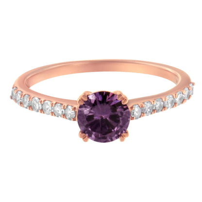10K Roségold 1/4 Karat Diamant und 6MM Edelstein Halo Ring (H-I Farbe, I1-I2 Reinheit) WEM Support (www.WEM.support)