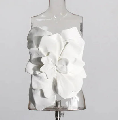 Three-dimensional Flower Backless Tube Top Vest WEM Support (www.WEM.support)
