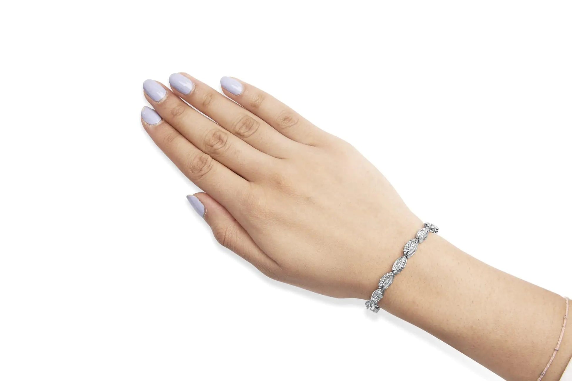 14K White Gold 2.00 Cttw Diamond Swirl and Pear Shape Link Bracelet (I-J Color, I2-I3 Clarity) - 7" WEM Support (www.WEM.support)