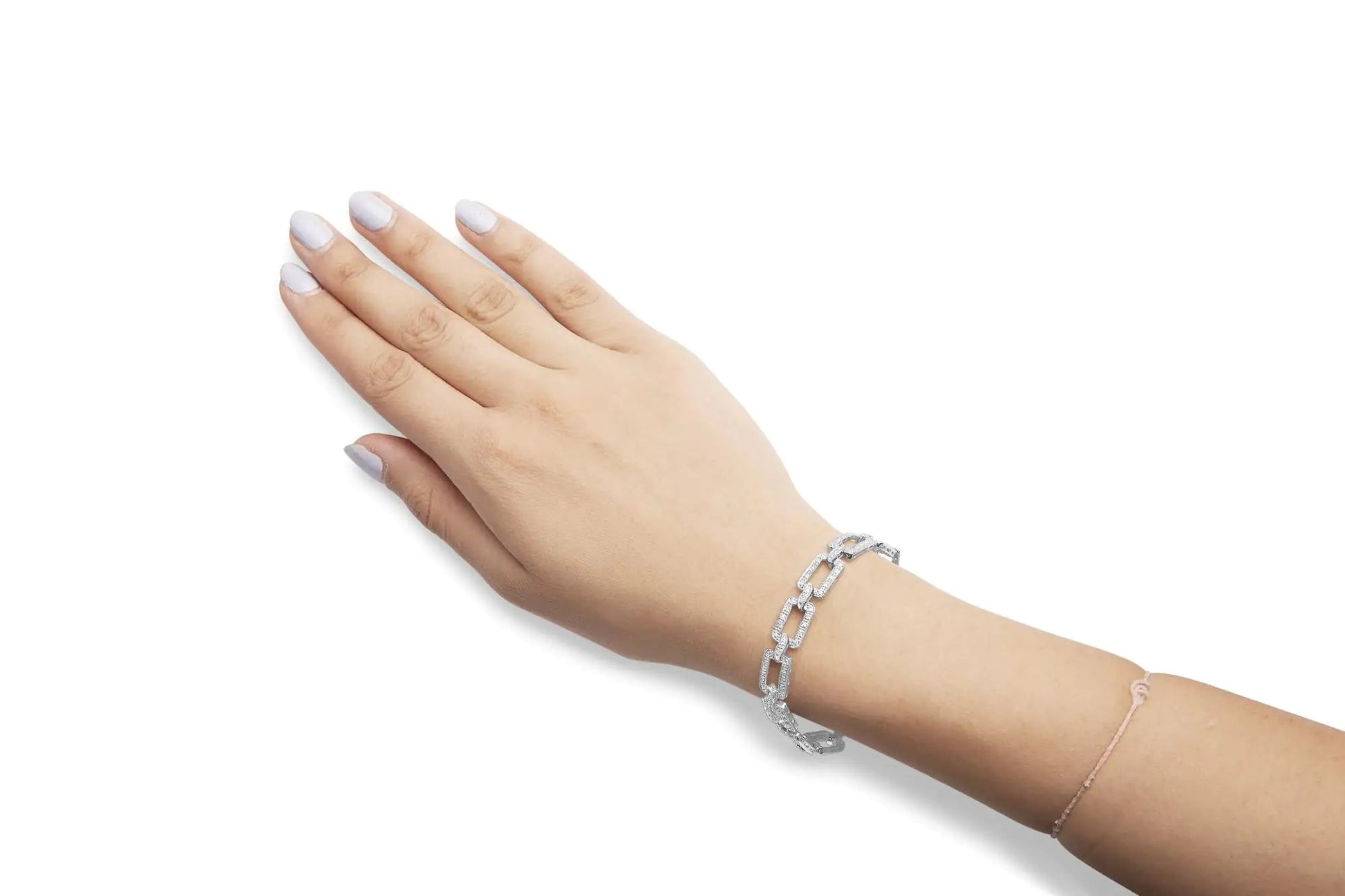 14K White Gold 3/4 Cttw Diamond Open Paperclip Link 7" Tennis Bracelet (H-I Color, I2-I3 Clarity) WEM Support (www.WEM.support)