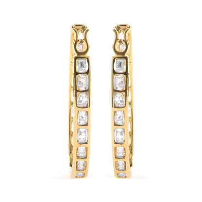 10K Yellow Gold 1.00 Cttw Round and Baguette-Cut Diamond U-Hoop Earrings (H-I Color, SI2-I1 Clarity) WEM Support (www.WEM.support)
