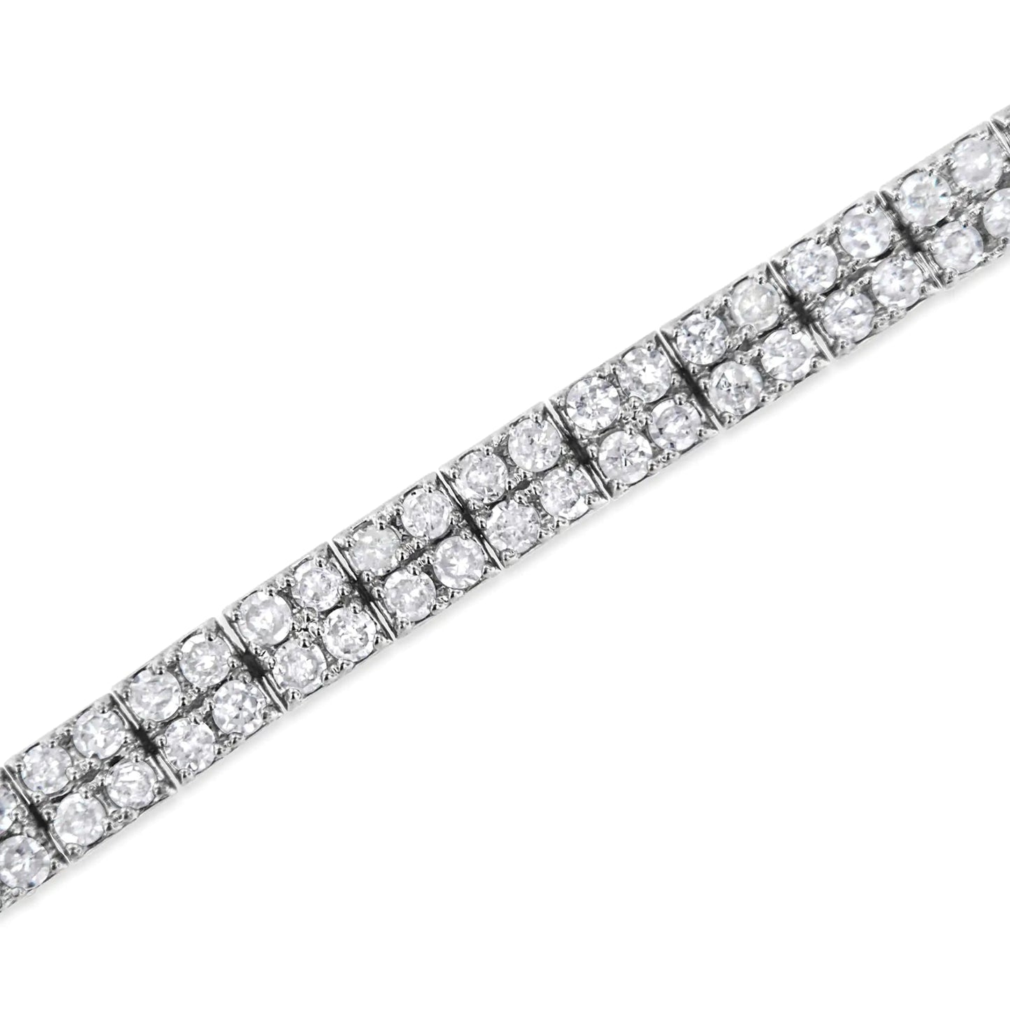 .925 Sterling Silver 3.0 Cttw Prong-Set Round Diamond 2 Row Link Tennis Bracelet (I-J Color, I3 Clarity) - 7.25" WEM Support (www.WEM.support)