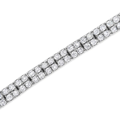 .925 Sterling Silver 3.0 Cttw Prong-Set Round Diamond 2 Row Link Tennis Bracelet (I-J Color, I3 Clarity) - 7.25" WEM Support (www.WEM.support)