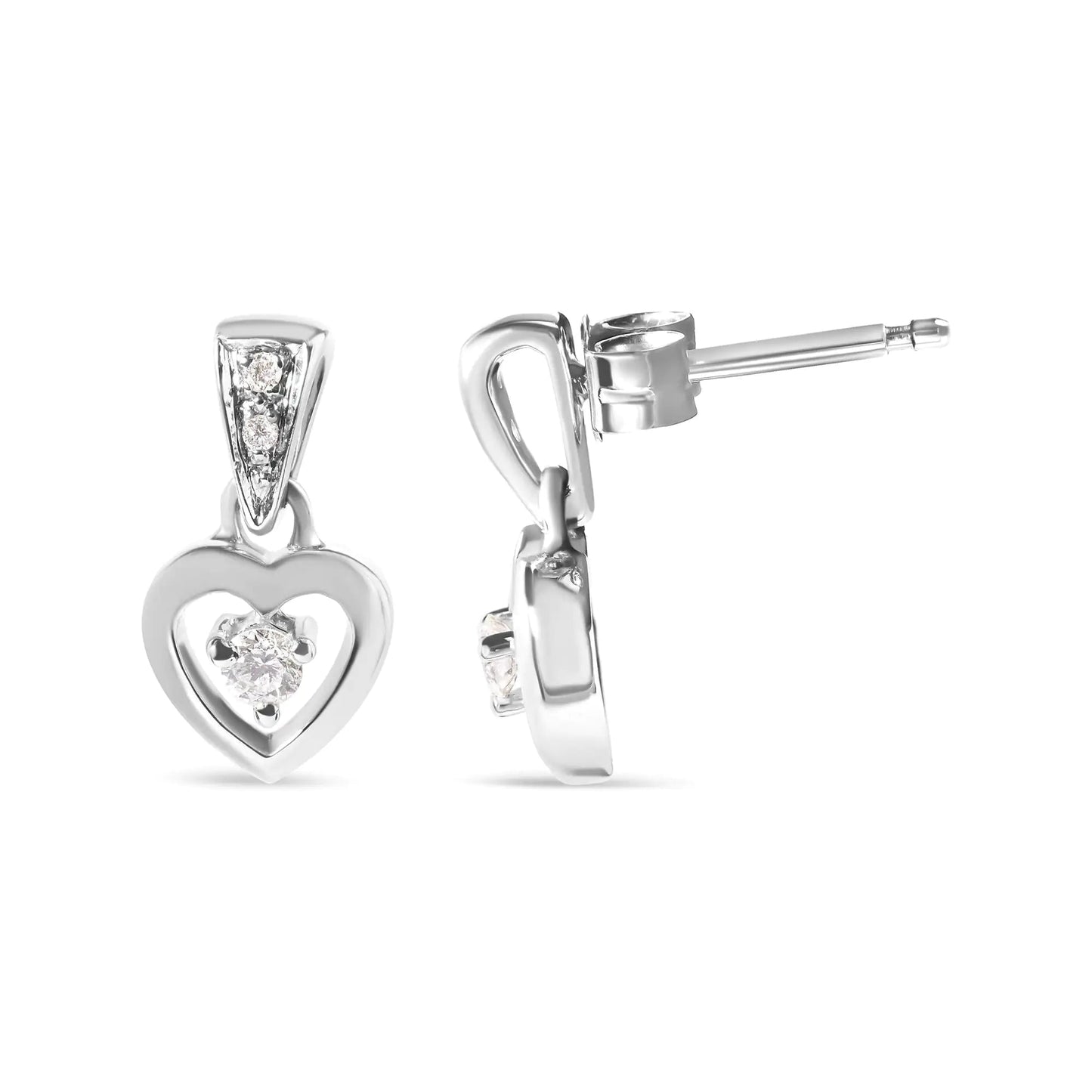 14K White Gold 1/6 Cttw Diamond Dangle Heart Stud Earrings (H-I, SI2-I1) WEM Support (www.WEM.support)