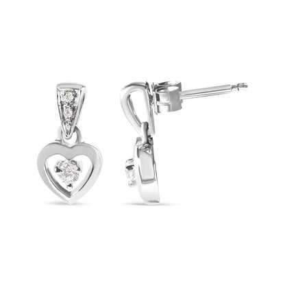 14K White Gold 1/6 Cttw Diamond Dangle Heart Stud Earrings (H-I, SI2-I1) WEM Support (www.WEM.support)