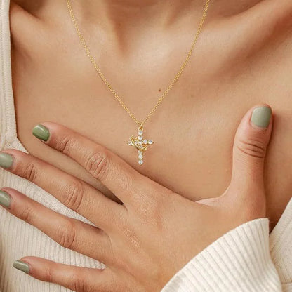 Y-Crown Cross Necklace