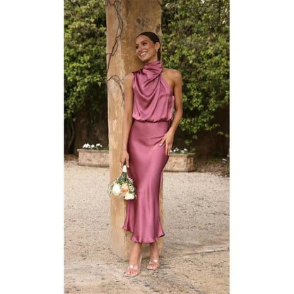Women's Solid Color Dress Sleeveless Long Skirt Cover WEM Support (www.WEM.support)