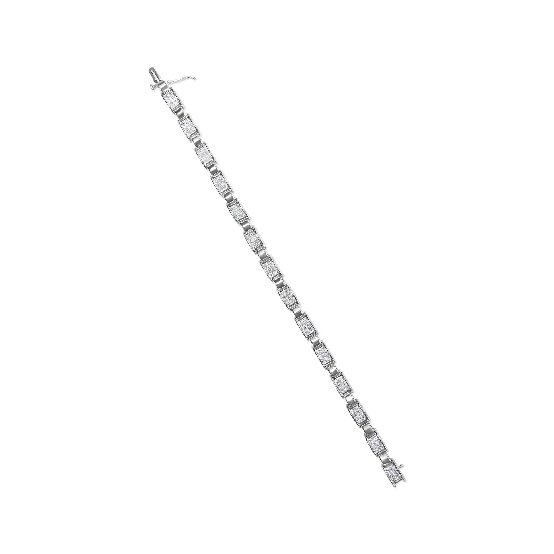 14K White Gold 2.00 Cttw Princess Diamond Invisible Set Link Bracelet (H-I Color, SI2-I1 Clarity) - 7" WEM Support (www.WEM.support)