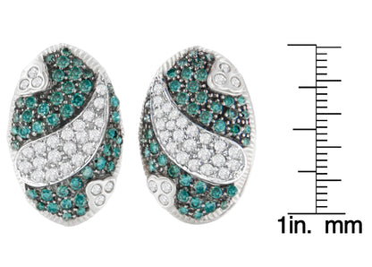 14K White Gold 2 cttw White and Treated Blue Diamond Earrings (H-I, SI1-SI2) WEM Support (www.WEM.support)