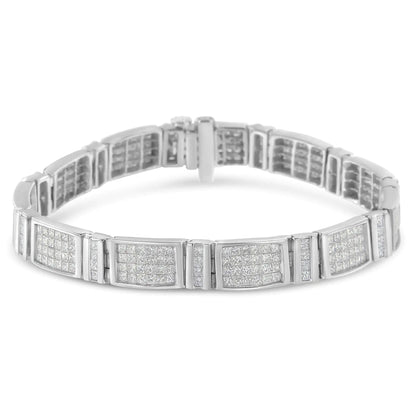 14K White Gold 7.0 Cttw Princess Cut Diamond 7" Alternating Vertical and Horizontal Rectangular Link Tennis Bracelet (H-I Color, SI2-I1 Clarity) WEM Support (www.WEM.support)