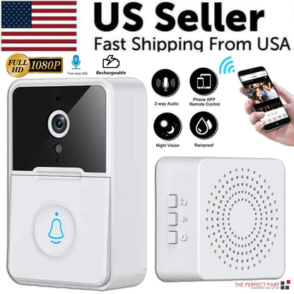 Wireless Security Smart WiFi Doorbell Intercom Video Camera Door Ring Bell Chime WEM Support (www.WEM.support)