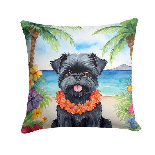 Affenpinscher Luau Throw Pillow WEM Support (www.WEM.support)