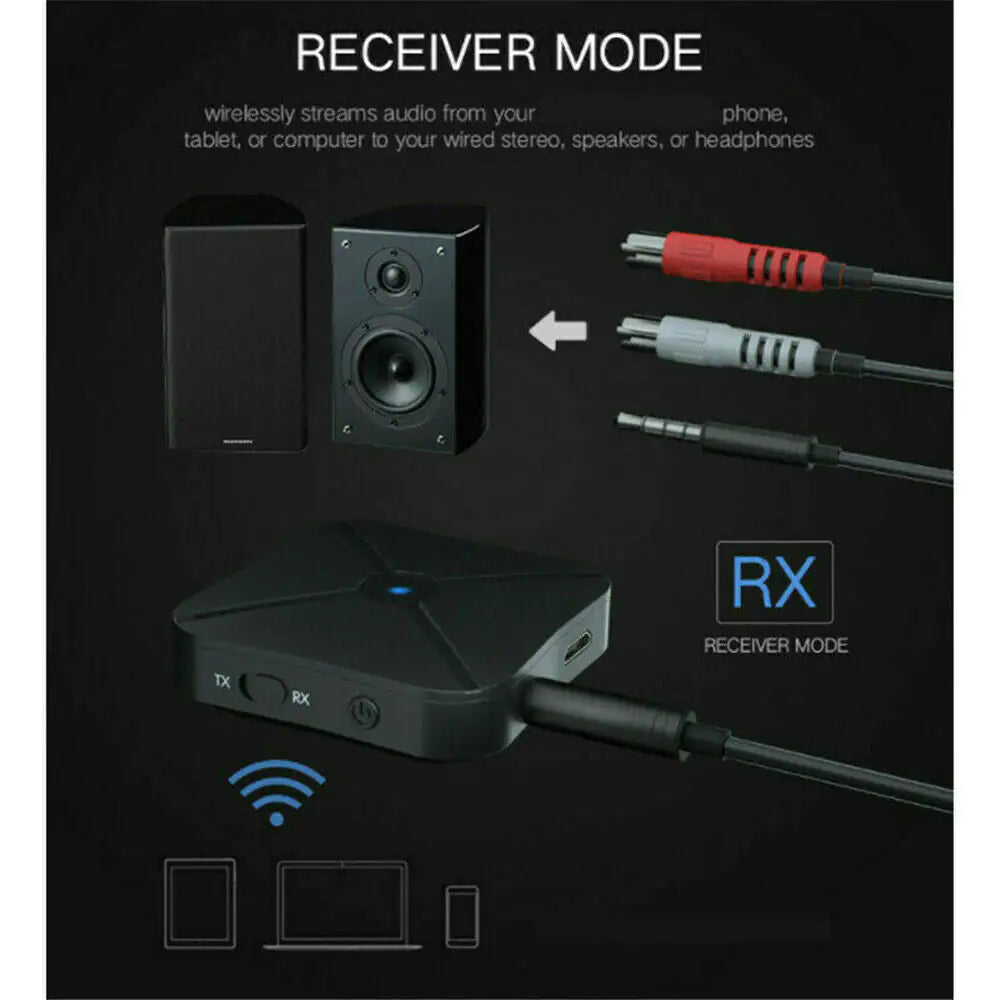 2in1 Bluetooth Transmitter Receiver Wireless Adapter TV Home Stereo A2DP Audio WEM Support (www.WEM.support)