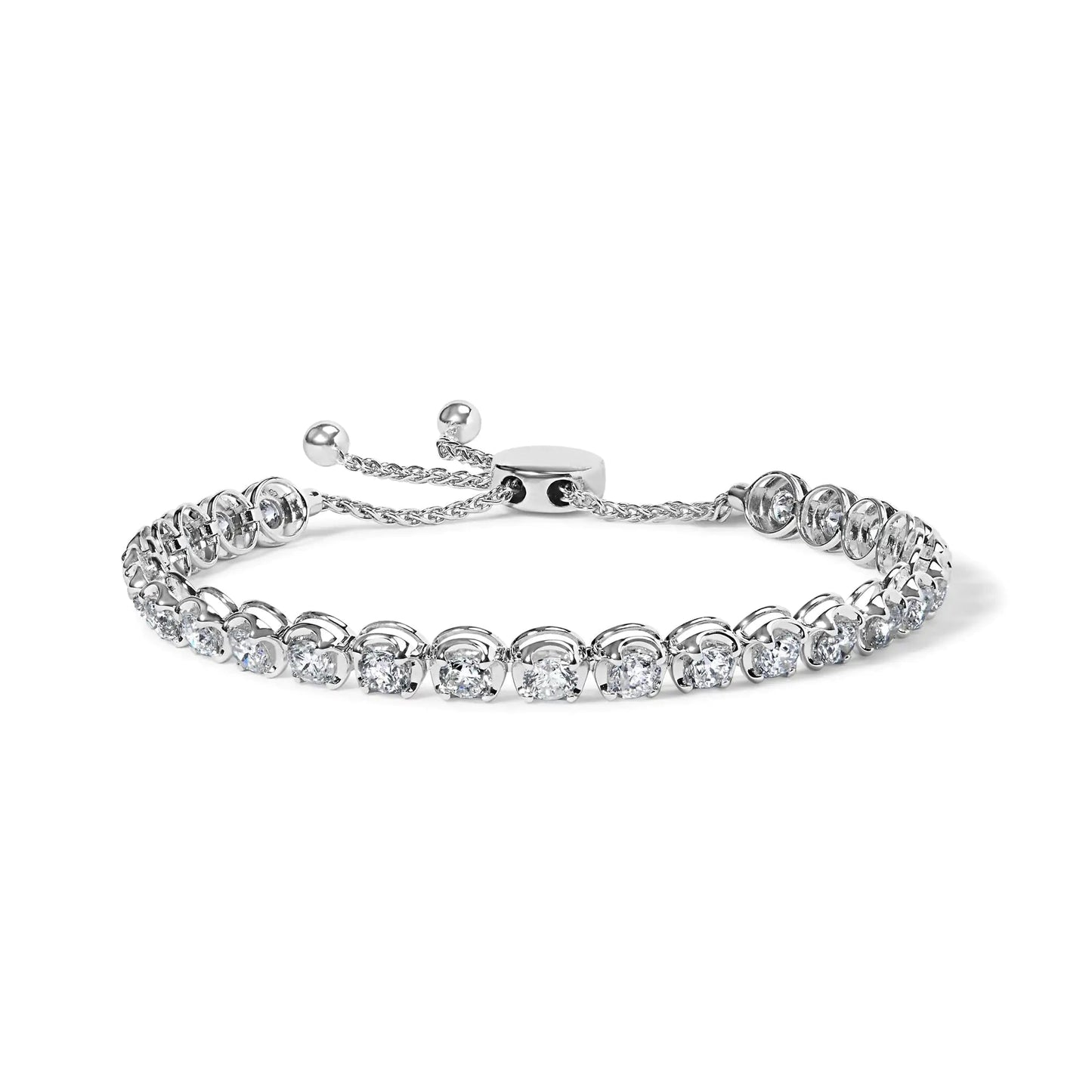 14K White Gold 6.00 Cttw Diamond 4”-10” Adjustable Bolo Tennis Bracelet (I-J Color, I1-I2 Clarity) WEM Support (www.WEM.support)