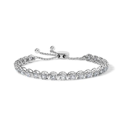 14K White Gold 6.00 Cttw Diamond 4”-10” Adjustable Bolo Tennis Bracelet (I-J Color, I1-I2 Clarity) WEM Support (www.WEM.support)