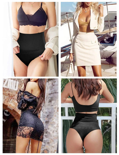 Tummy Control Thong Shapewear for Women High Waist Shaping Underwear Seamless Body Shaper Panties Girdle A# Black (Mid Waisted) XX-Large My Store