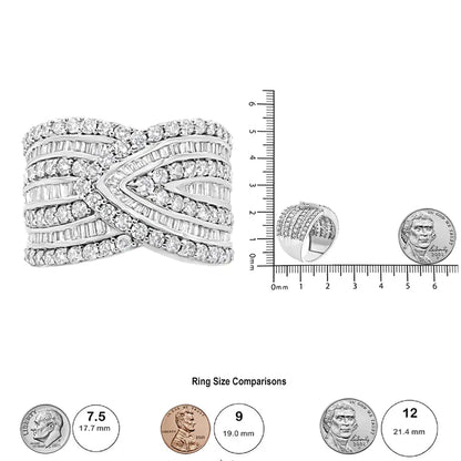 .925 Sterling Silver 2 3/8 Cttw Diamond Multi Row Overlay Band Ring ( J-K Color, I3 Clarity) WEM Support (www.WEM.support)