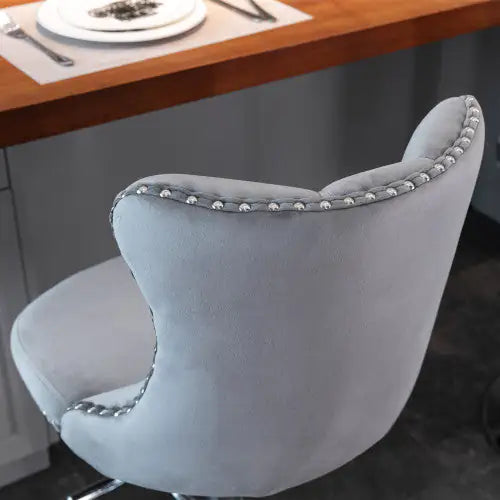 Swivel Velvet Barstools Adjusatble Seat Height From 25-33 Inch Gray Set Of 2 WEM Support (www.WEM.support)