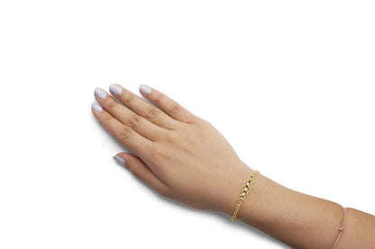 10K Yellow Gold 1/4 Cttw Round-Cut Diamond Basket Weave Rope Chain Style 7" Bracelet (H-I Color, I1-I2 Clarity) WEM Support (www.WEM.support)