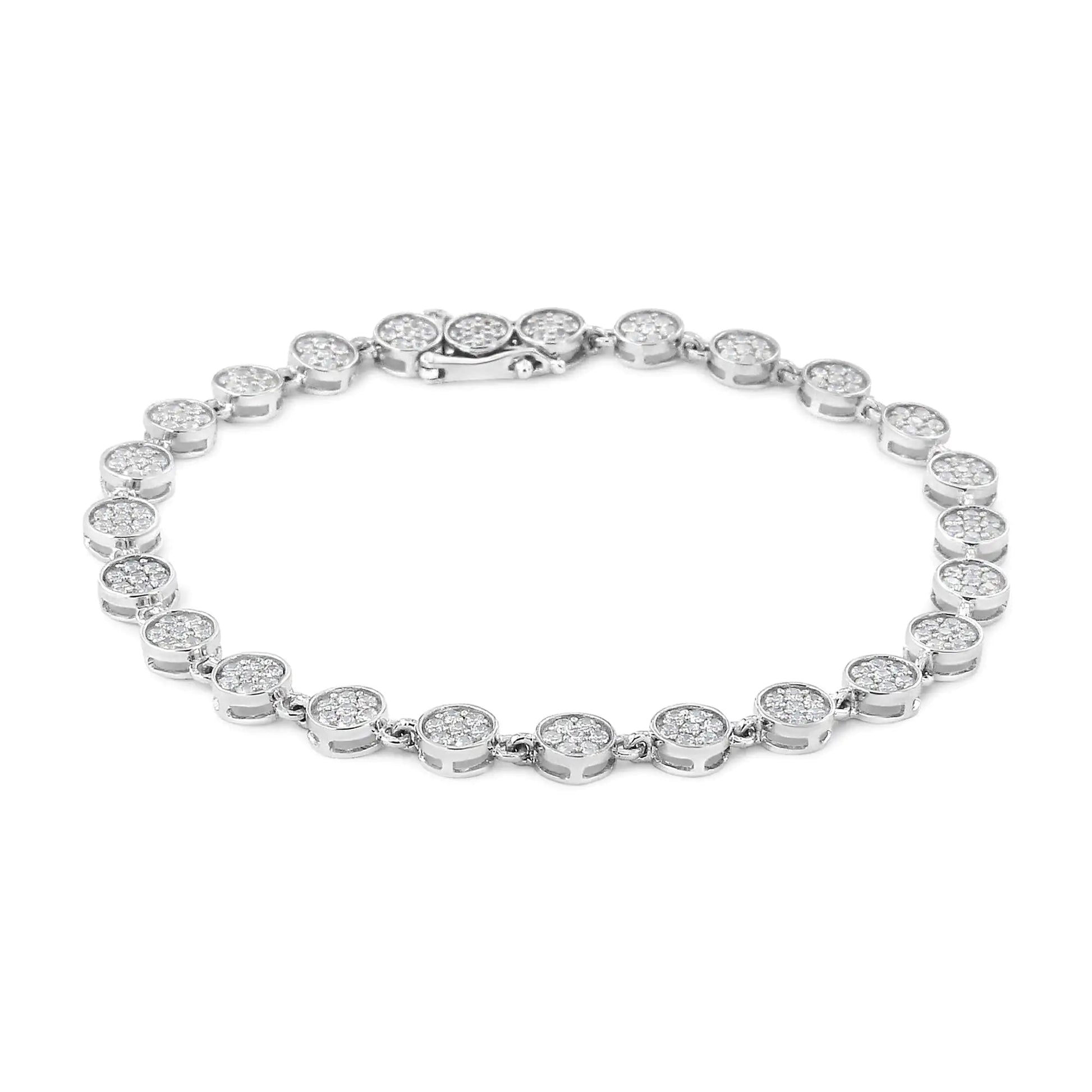.925 Sterling Silver 2.0 Cttw Round Diamond Link Bracelet (G-H Color, I1-I2 Clarity) - 7.25" WEM Support (www.WEM.support)