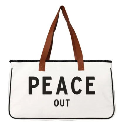 Women's Cotton Linen Canvas Beach Bag WEM Support (www.WEM.support)