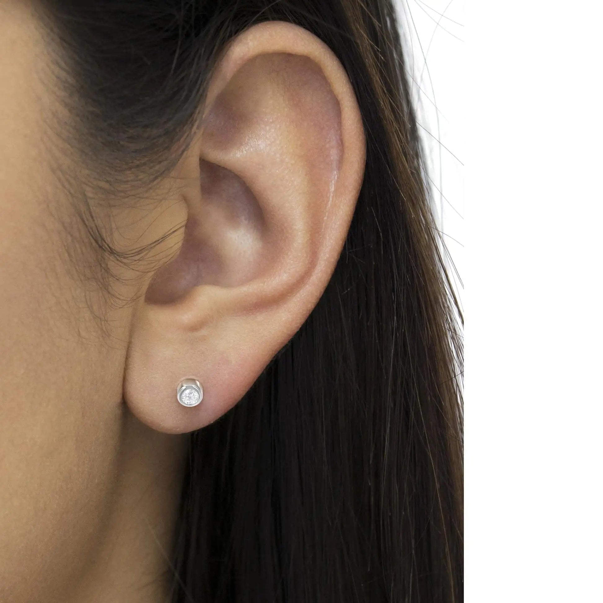 10K Gold 0.30 Cttw Round Brilliant-Cut Near Colorless Diamond Bezel-Set Stud Earrings (H-I Color, I1-I2 Clarity) WEM Support (www.WEM.support)