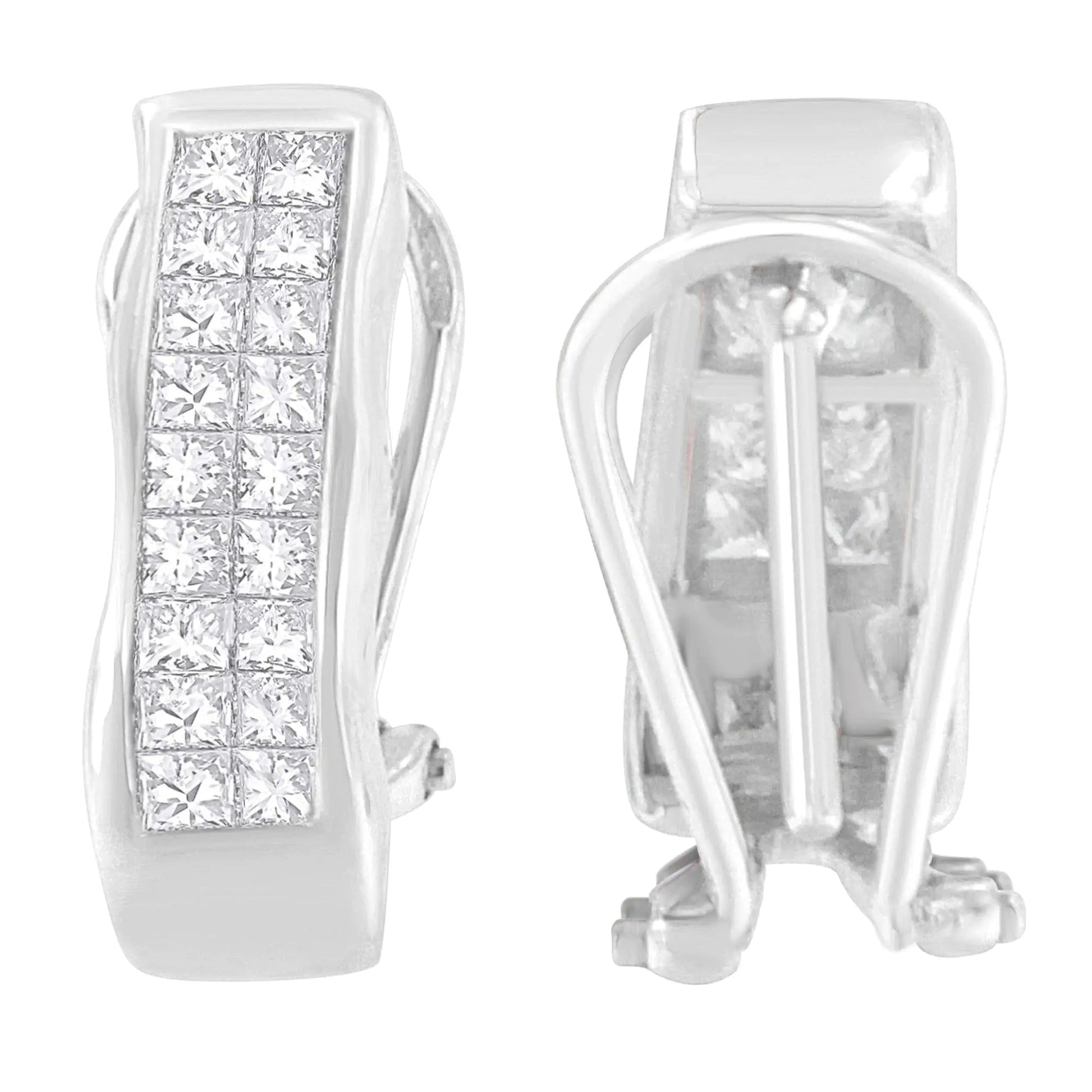 14K White Gold 1 cttw Princess Cut Diamond Earring (G-H, VS1-VS2) WEM Support (www.WEM.support)