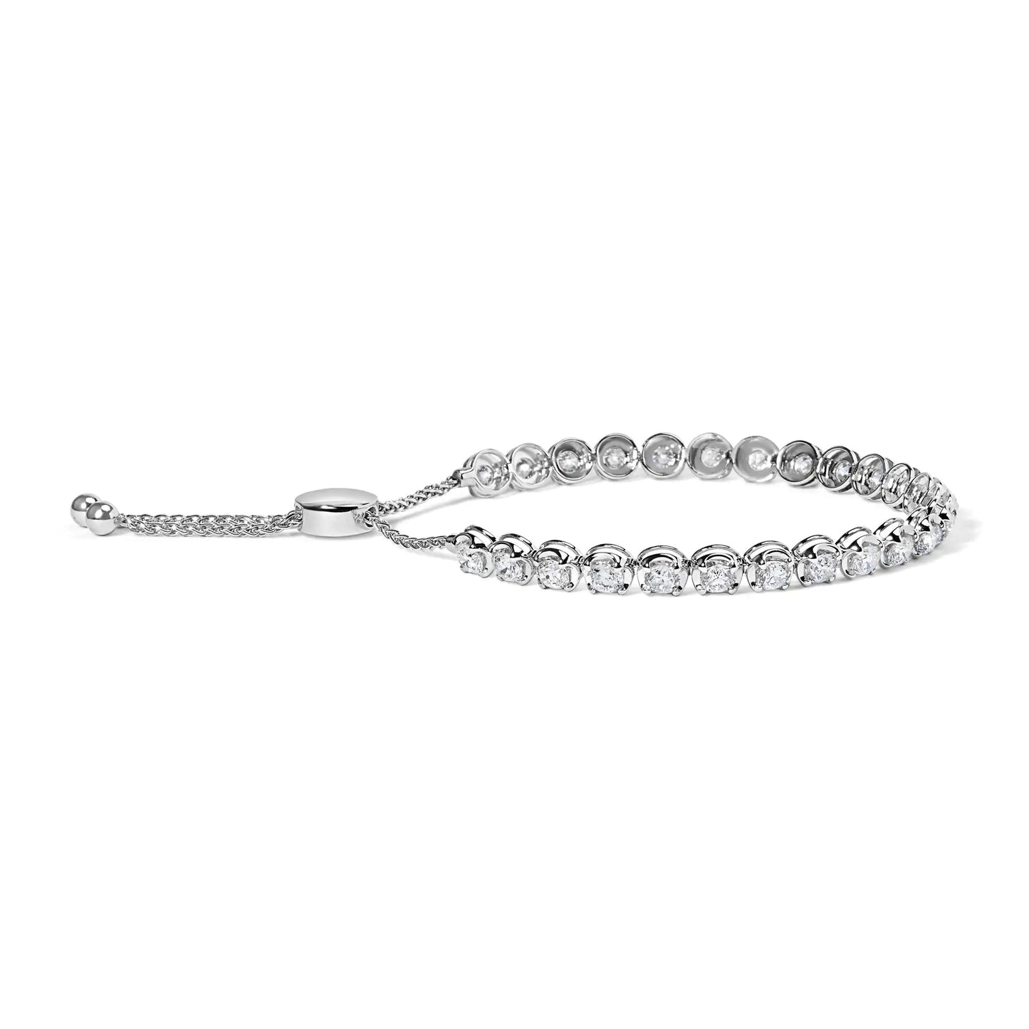 14K White Gold 6.00 Cttw Diamond 4”-10” Adjustable Bolo Tennis Bracelet (I-J Color, I1-I2 Clarity) WEM Support (www.WEM.support)