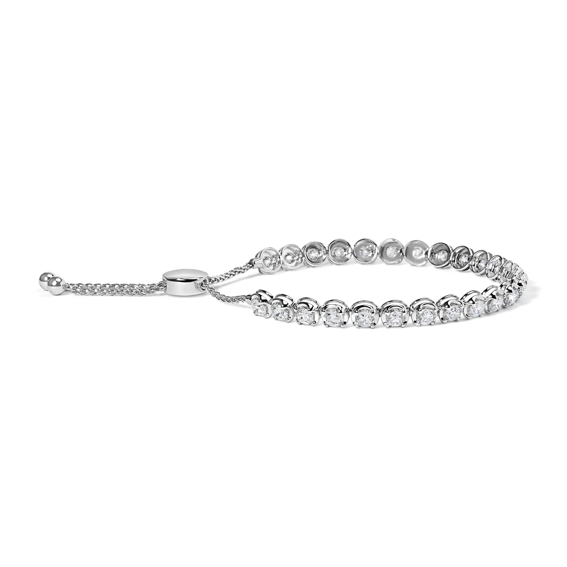 14K White Gold 6.00 Cttw Diamond 4”-10” Adjustable Bolo Tennis Bracelet (I-J Color, I1-I2 Clarity) WEM Support (www.WEM.support)