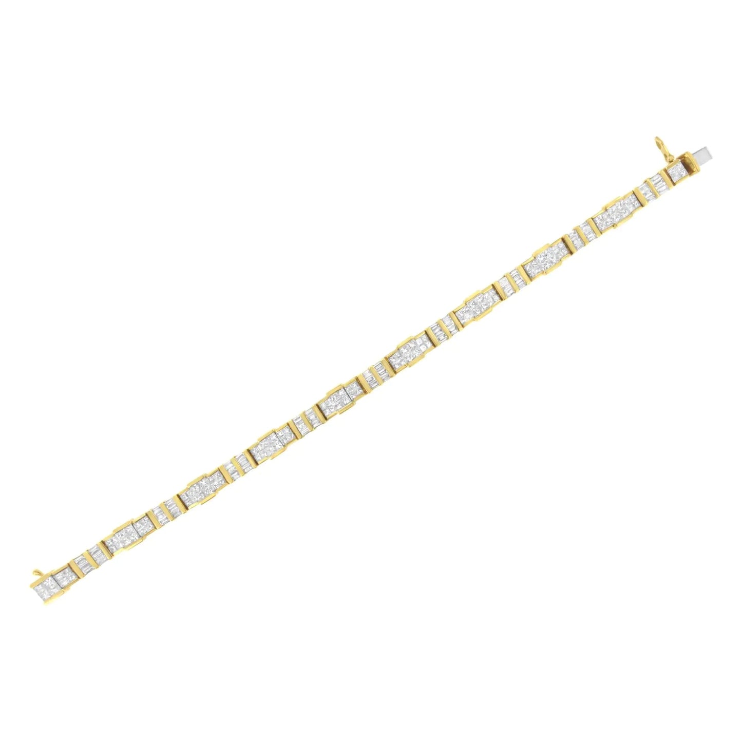 14K Yellow Gold Baguette and Princess-Cut Diamond Bracelet (8.30 cttw, H-I Color, SI1-SI2 Clarity) WEM Support (www.WEM.support)