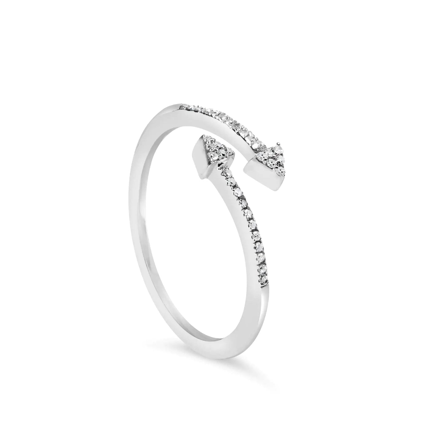 .925 Sterling Silver 1/5 Cttw Diamond Double Arrowhead Open Ring (I-J Color, I2-I3 Clarity) WEM Support (www.WEM.support)
