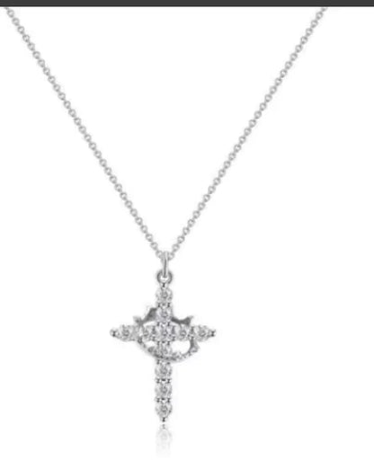 Y-Crown Cross Necklace