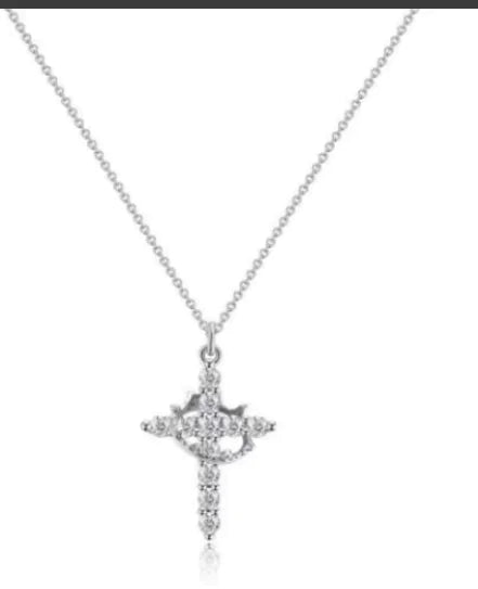 Y-Crown Cross Necklace