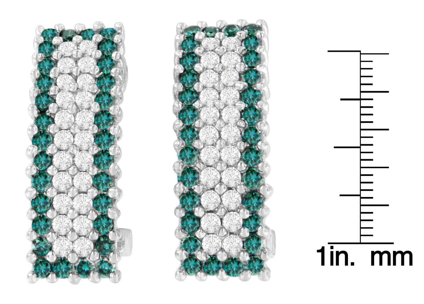 14K White Gold 2 cttw White and Treated Blue Diamond Earrings (H-I, SI1-SI2) WEM Support (www.WEM.support)