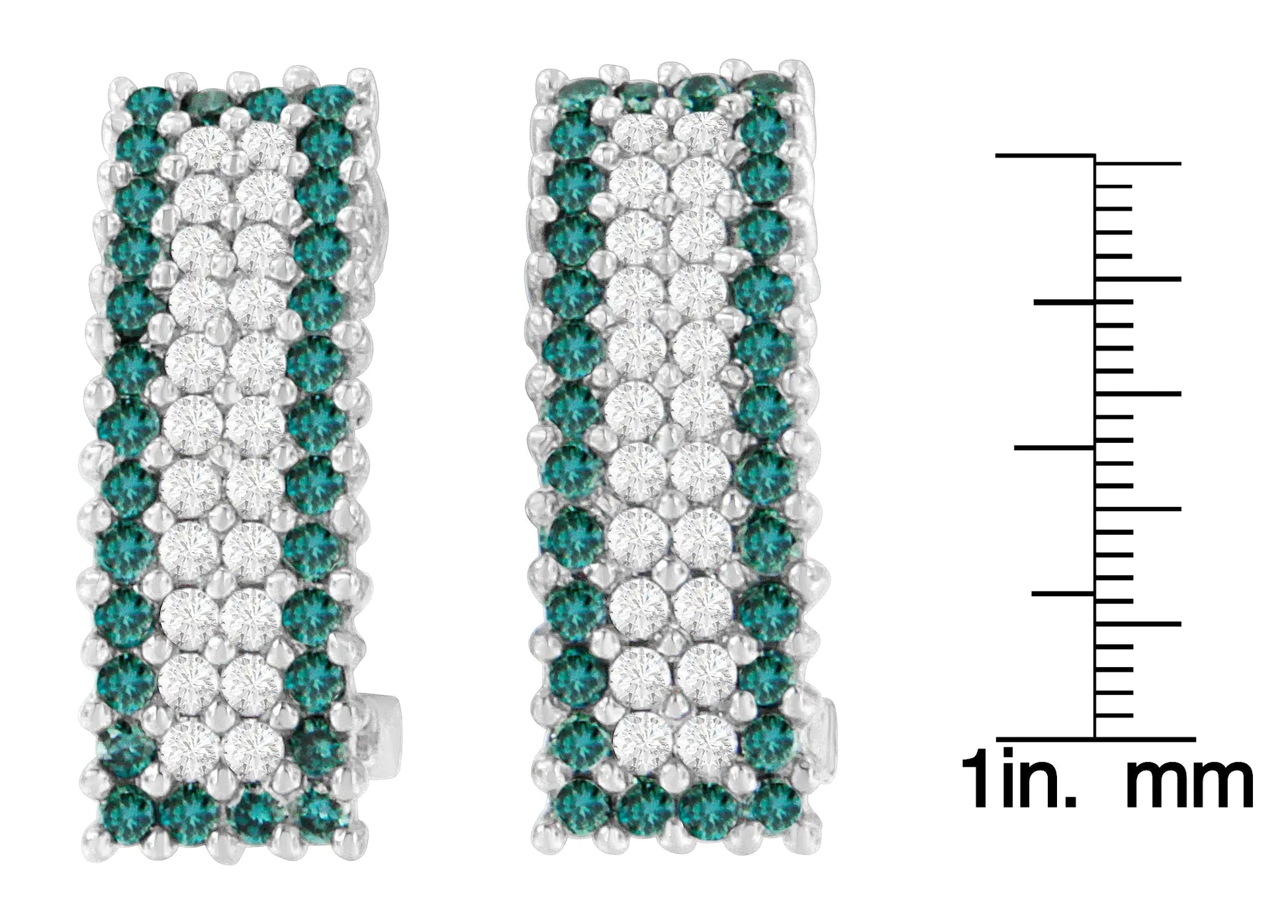 14K White Gold 2 cttw White and Treated Blue Diamond Earrings (H-I, SI1-SI2) WEM Support (www.WEM.support)
