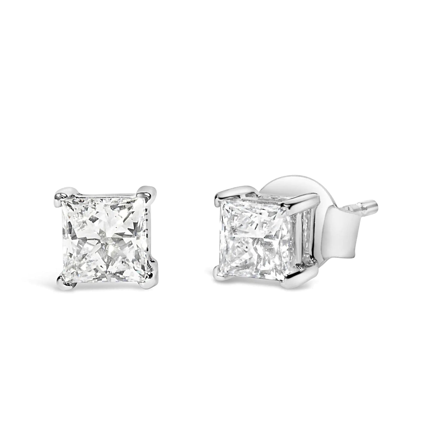 14K Weißgold 3/8 Karat Laborgezüchtete Princess-Cut Diamant Solitär Ohrstecker mit 4-Krappenfassung (VS1-VS2 Reinheit, F-G Farbe) WEM Support (www.WEM.support)