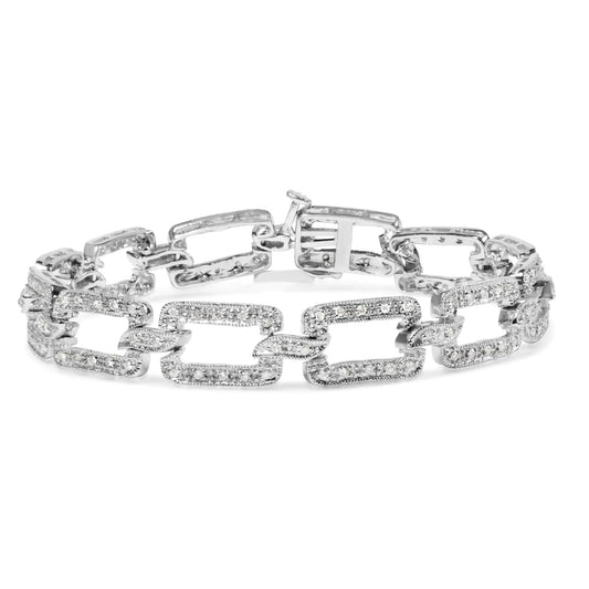 14K White Gold 3/4 Cttw Diamond Open Paperclip Link 7" Tennis Bracelet (H-I Color, I2-I3 Clarity) WEM Support (www.WEM.support)