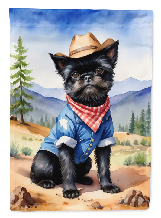 Affenpinscher Cowboy Welcome Garden Flag WEM Support (www.WEM.support)