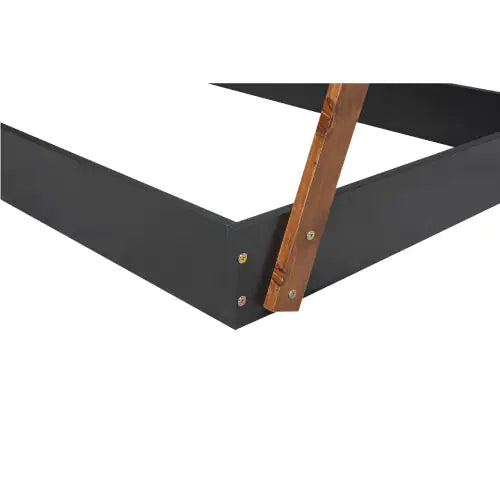 Twin Size Tent Floor Bed With Triangle Structure, Black Brown WEM Support (www.WEM.support)