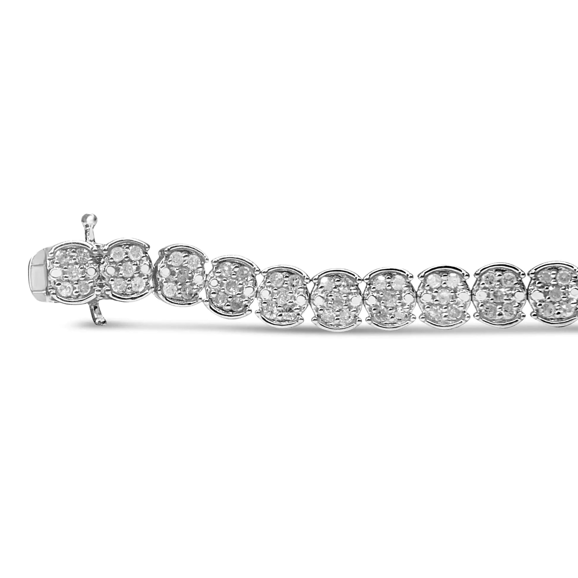 .925 Sterling Silber 2.0 Cttw Diamanten Cluster Link Armband (I-J Farbe, I2-I3 Reinheit) - Größe 7.25" WEM Support (www.WEM.support)
