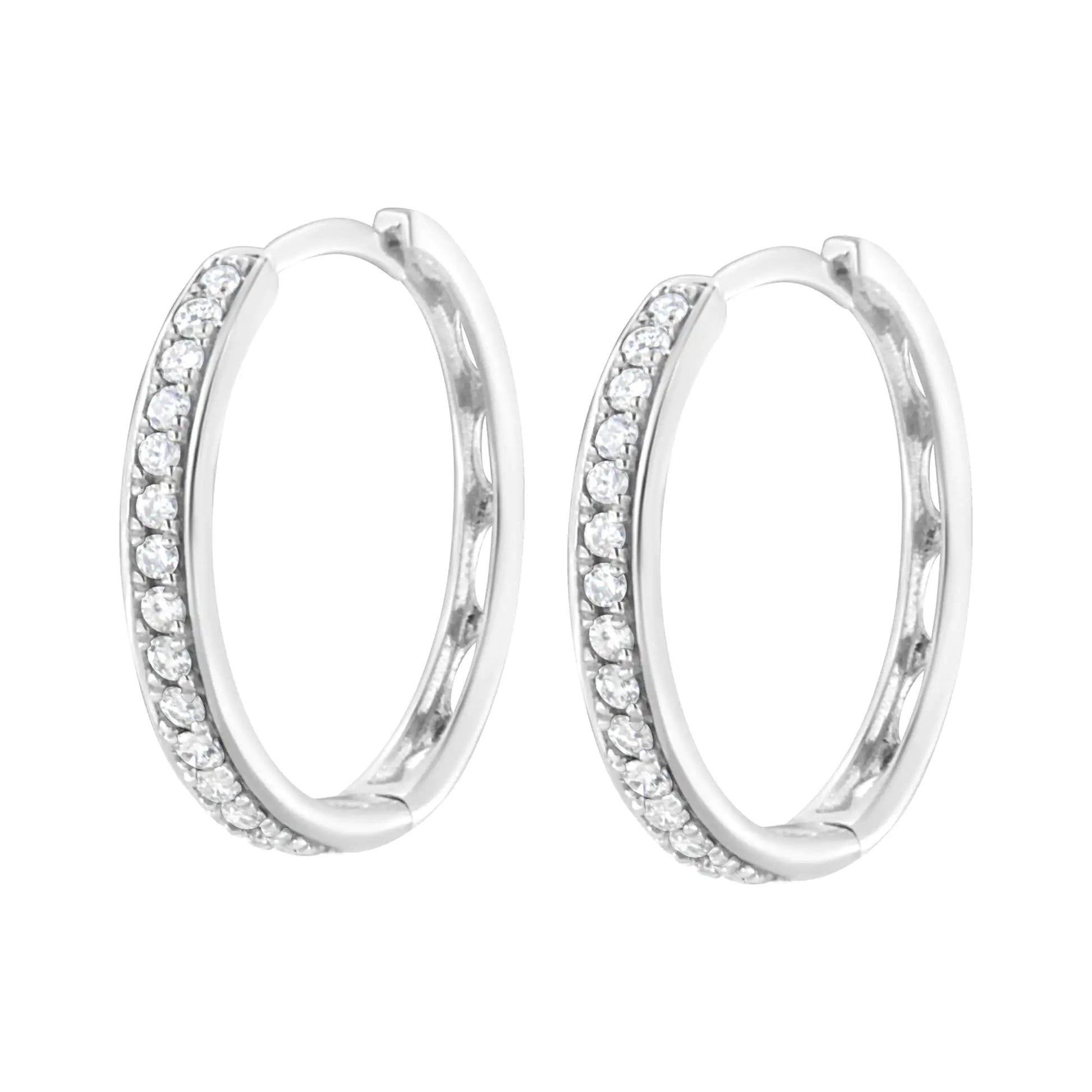 .925 Sterling Silber 1/2 Karat Laborgezüchtete Diamant-Creolen (F-G Farbe, VS2-SI1 Reinheit) WEM Support (www.WEM.support)