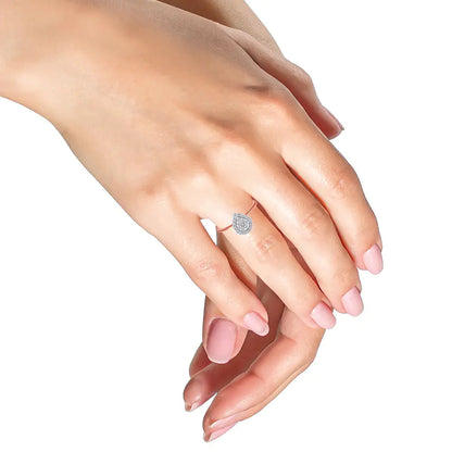 10K Rose Gold 3/8 Cttw Round-Cut Diamond Pear Promise Ring (I-J Color, I2-I3 Clarity) WEM Support (www.WEM.support)