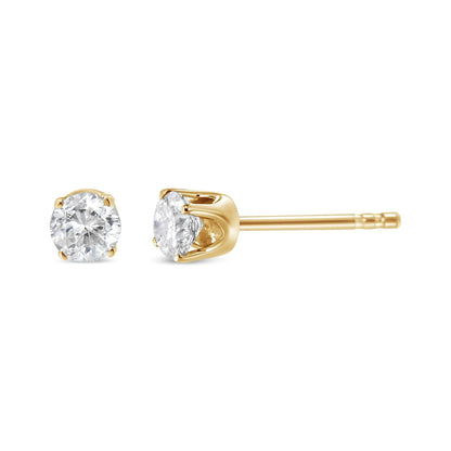 10K Yellow Gold 1/2 Cttw Round Brilliant-Cut Near Colorless Diamond Classic 4-Prong Stud Earrings (J-K Color, I1-I2 Clarity) WEM Support (www.WEM.support)