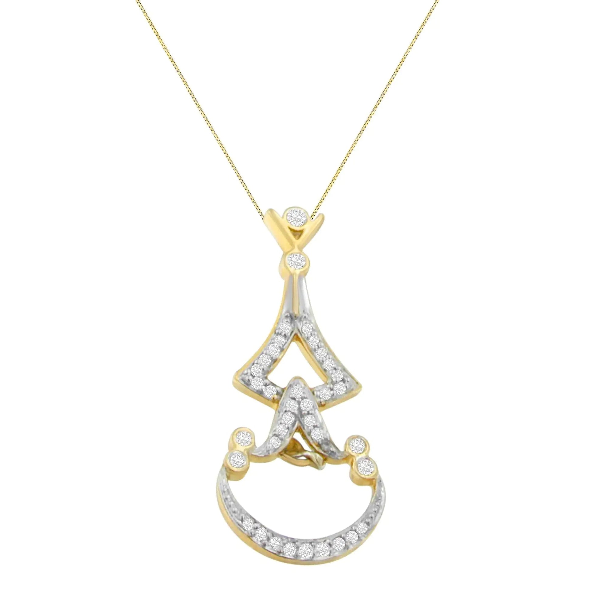 14K Yellow Gold 1/3 cttw Round Diamond Pendant Necklace (H-I, SI2-I1) WEM Support (www.WEM.support)