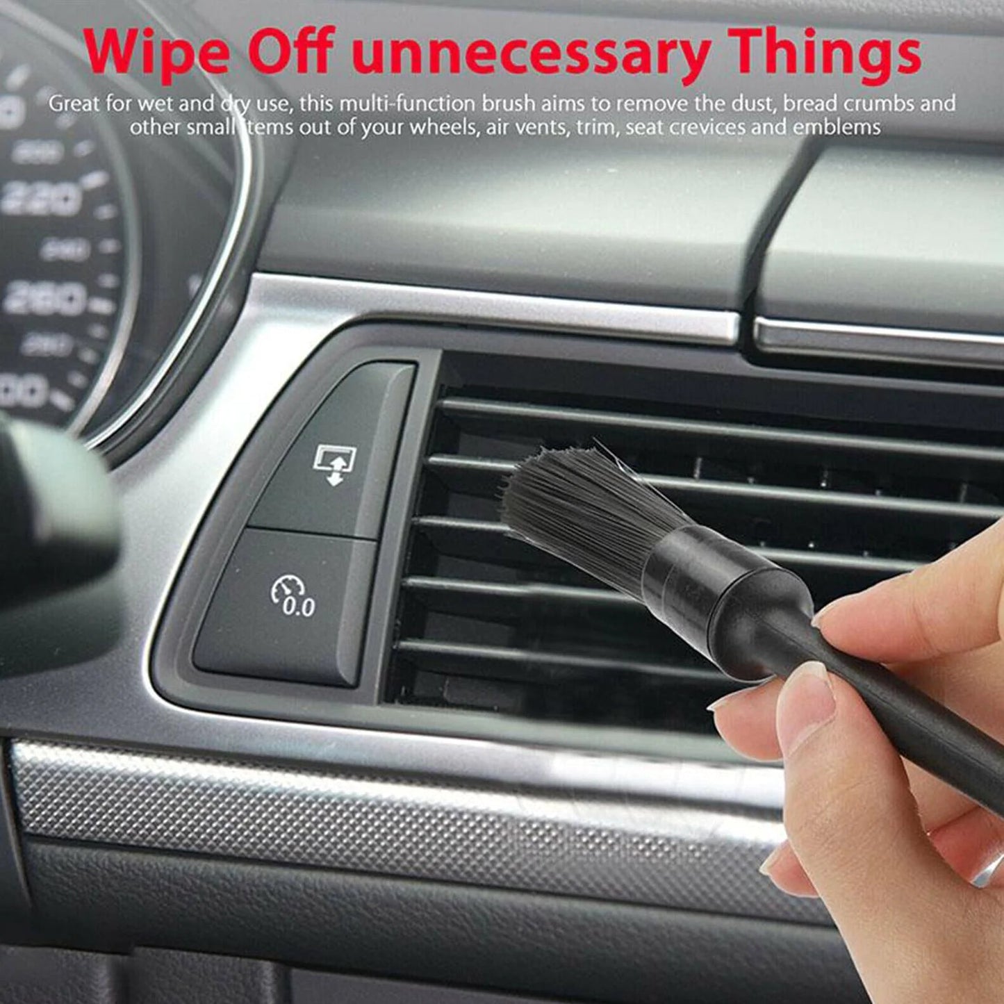 5PC Car Detailing Brush Kit Boar Hair Vehicle Auto Interior For Wheel Clean Sets WEM Support (www.WEM.support)