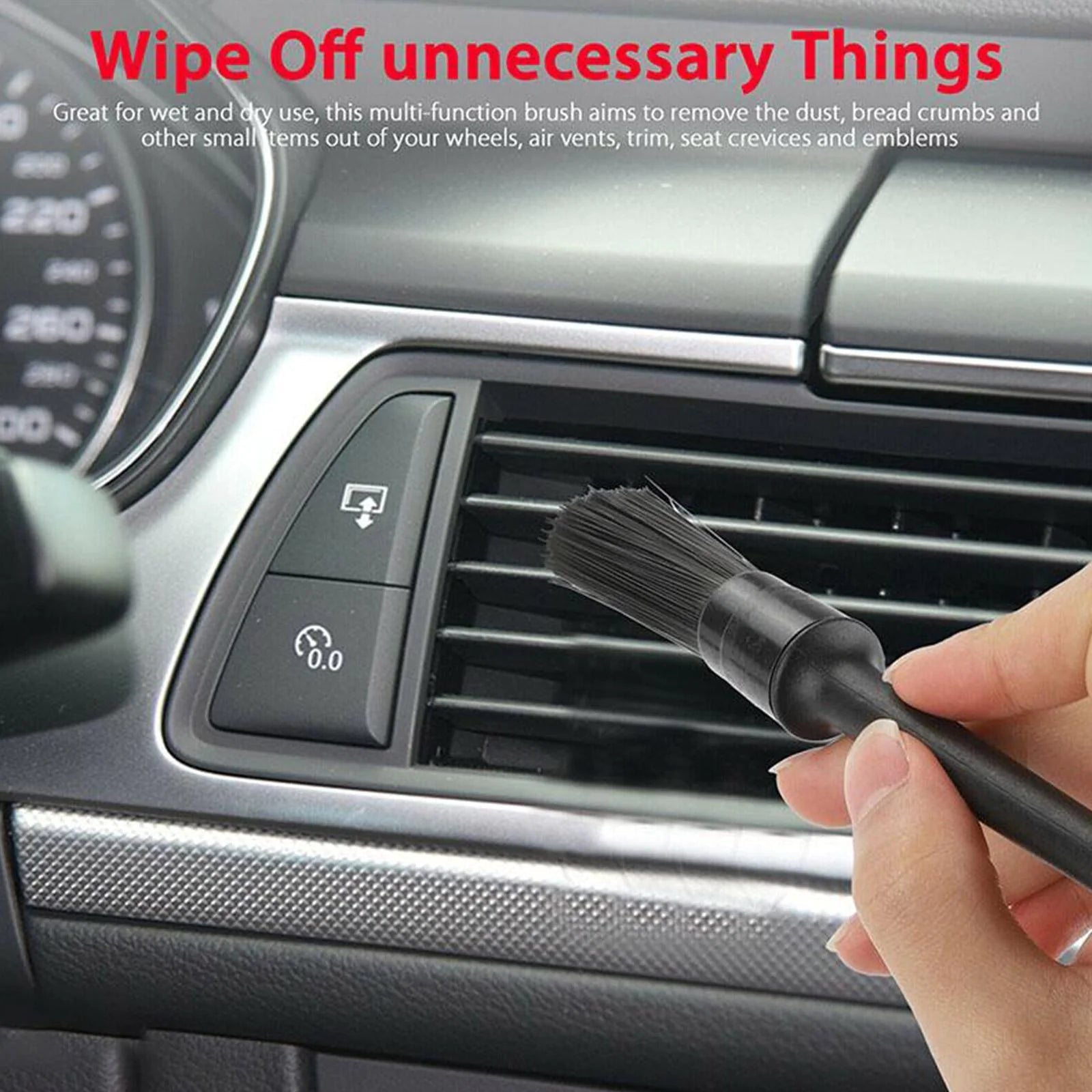 5PC Car Detailing Brush Kit Boar Hair Vehicle Auto Interior For Wheel Clean Sets WEM Support (www.WEM.support)
